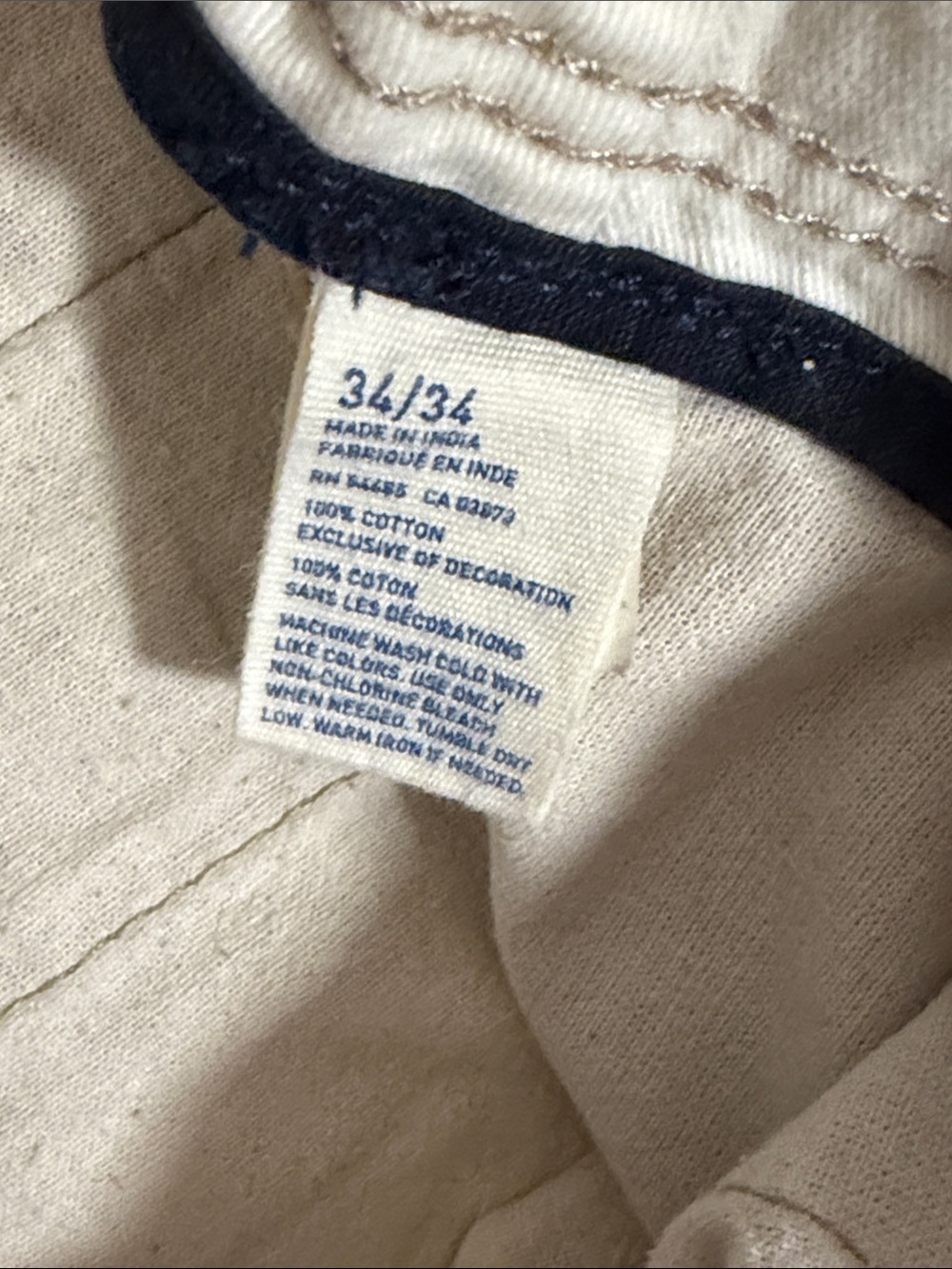 American Eagle Relaxed Straight Chino Pants Mens 34x34 Khaki Tan Cotton NWT - Picture 4 of 8